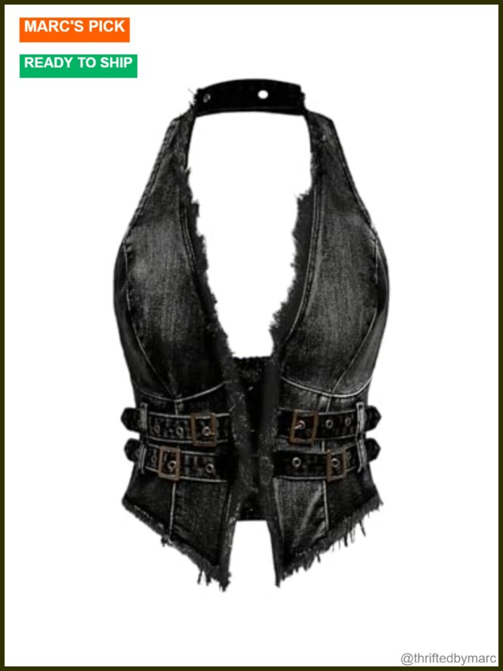 Floerns Women's Sleeveless Halter Backless Fringe Denim Vest Top